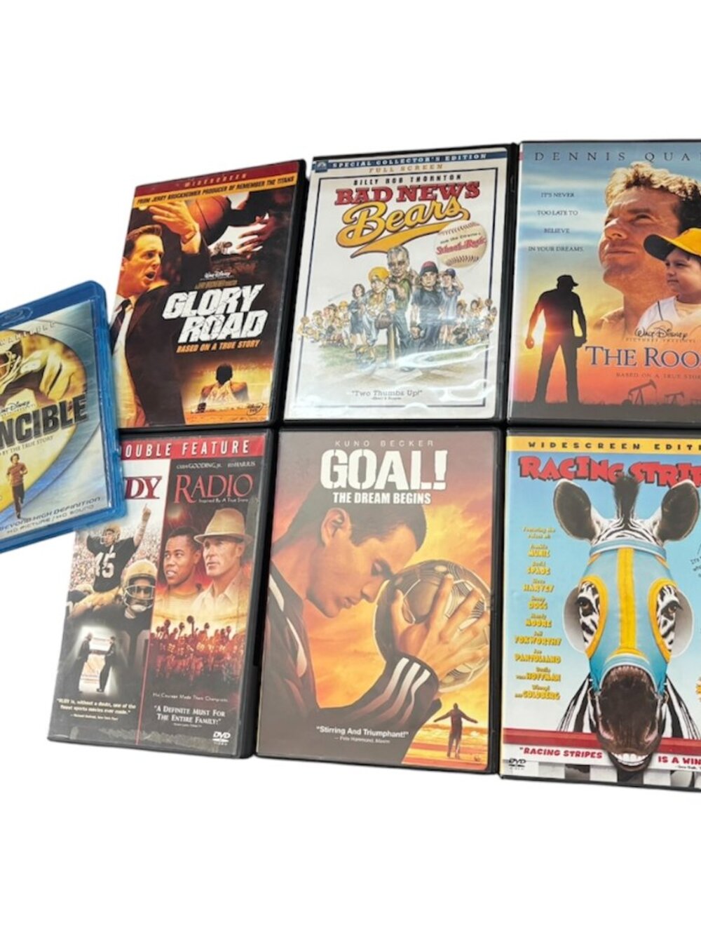 Sports Movie DVD Lot Of 7 Glory Road The Rookie Invincible Racing Stripes ETC